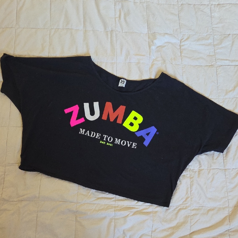Zumba Fitness Black Crop Top with Colorful Logo